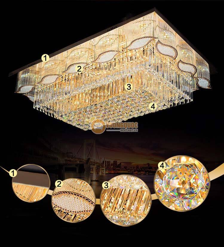 Đèn ốp trần pha lê nhập khẩu hình chữ nhật CM213-12